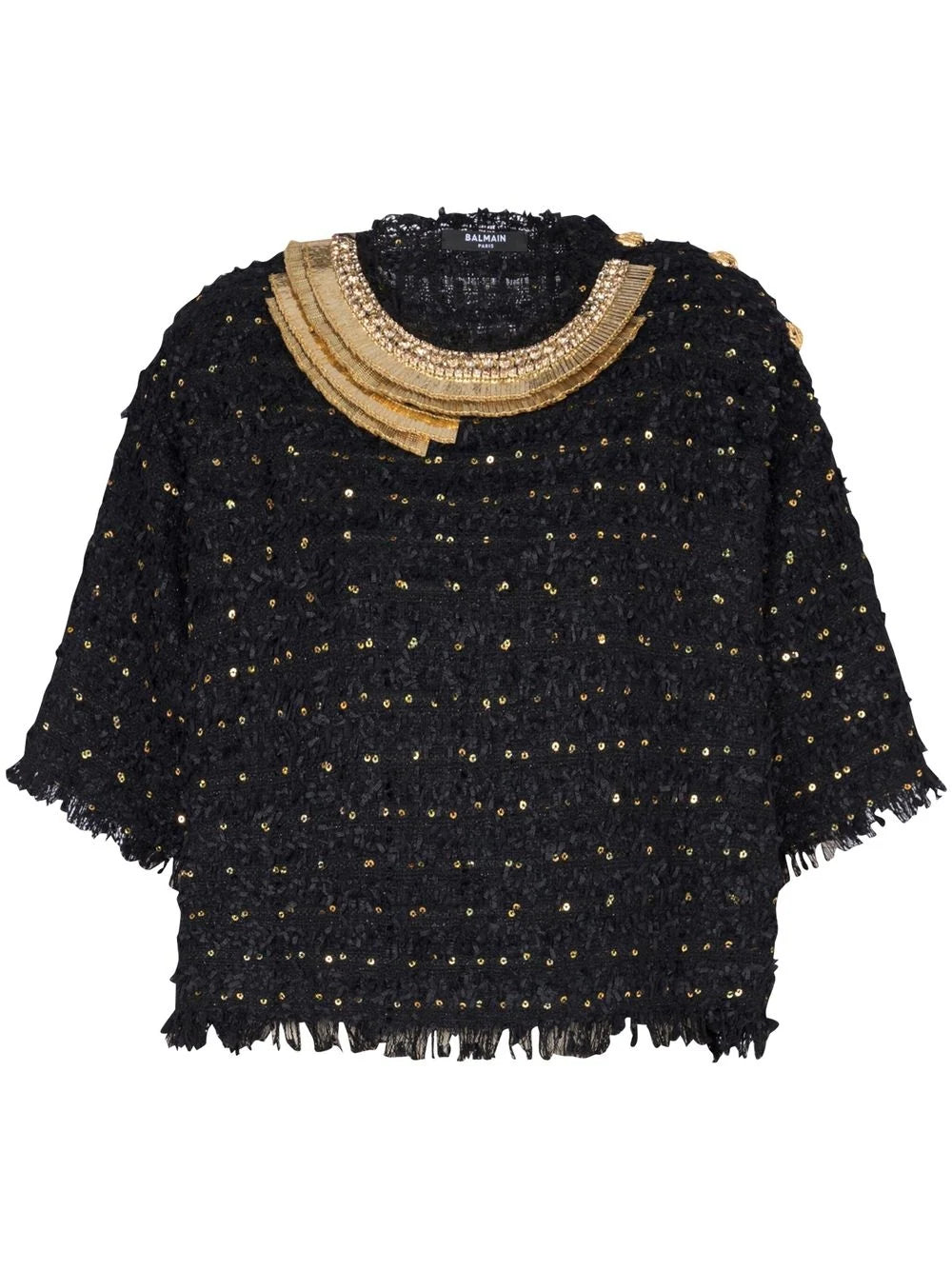 Balmain sequin-embellished tweed top