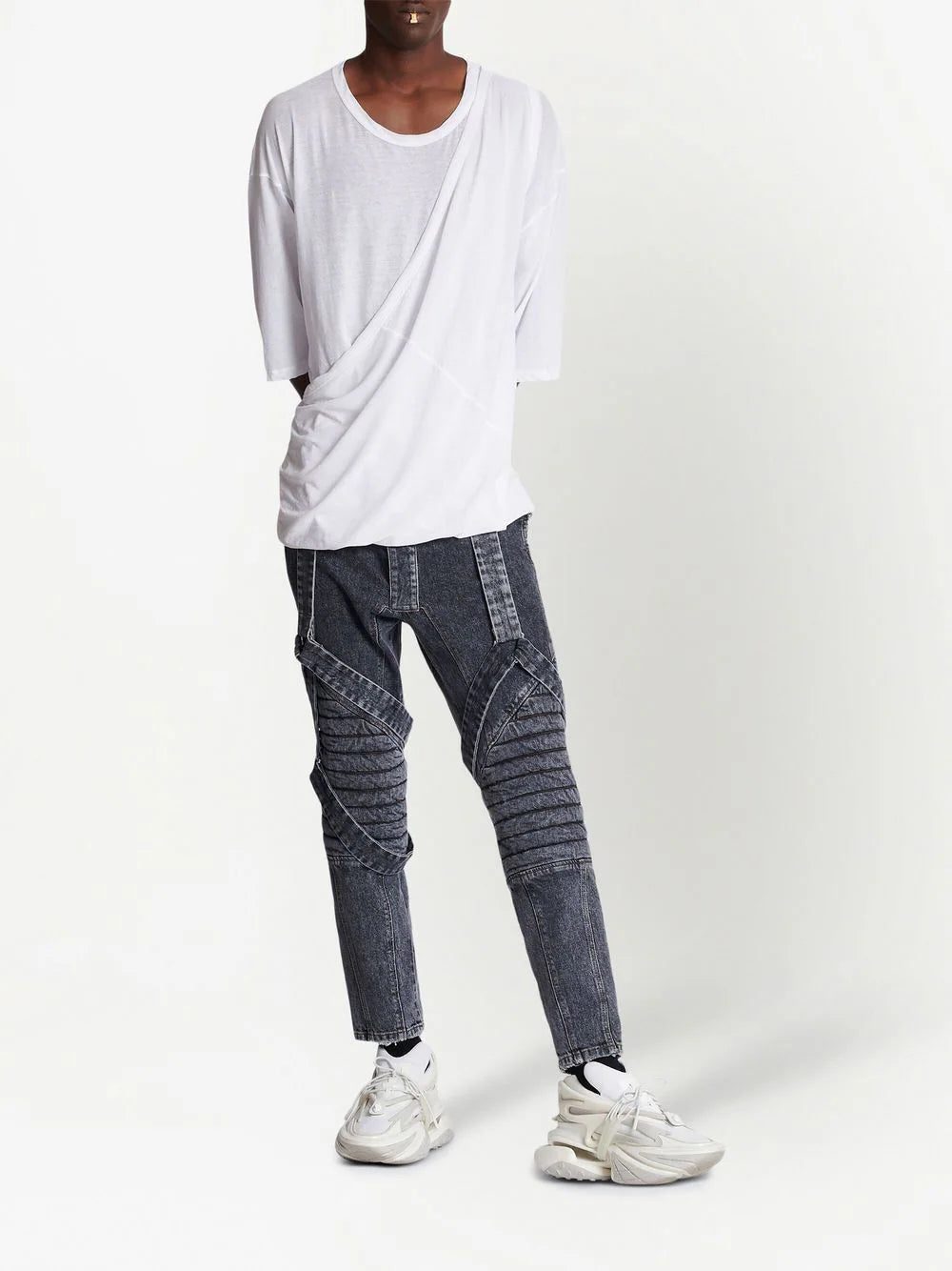 Balmain gathered-panel detail T-shirt - Image 2