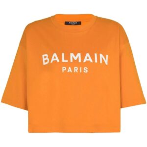 Balmain  logo-print cropped T-shirt