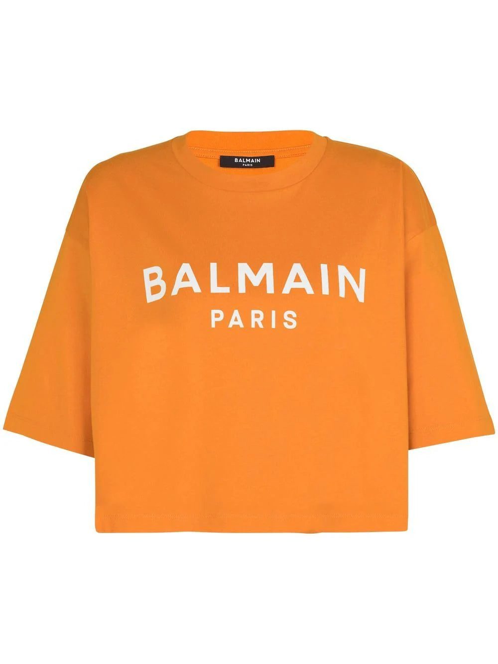 Balmain logo-print cropped T-shirt