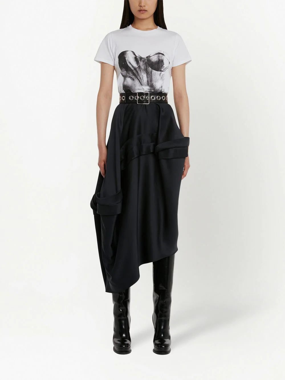 Alexander McQueen bustier-print cotton T-shirt - Image 2