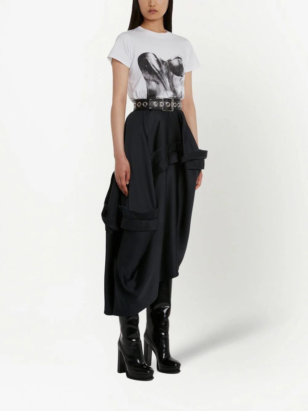 Alexander McQueen bustier-print cotton T-shirt - Image 3