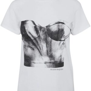 Alexander McQueen bustier-print cotton T-shirt