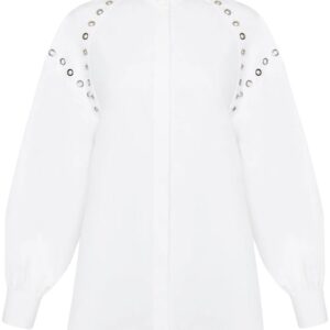 Alexander McQueen  organic-cotton eyelet-detail shirt