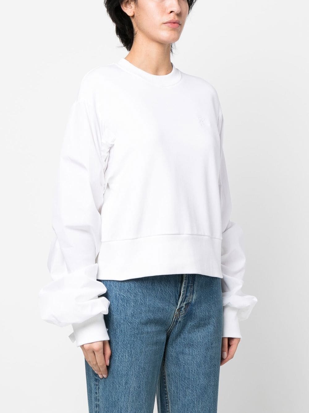 Karl Lagerfeld contrasting sleeve cropped sweatshirt - Image 3