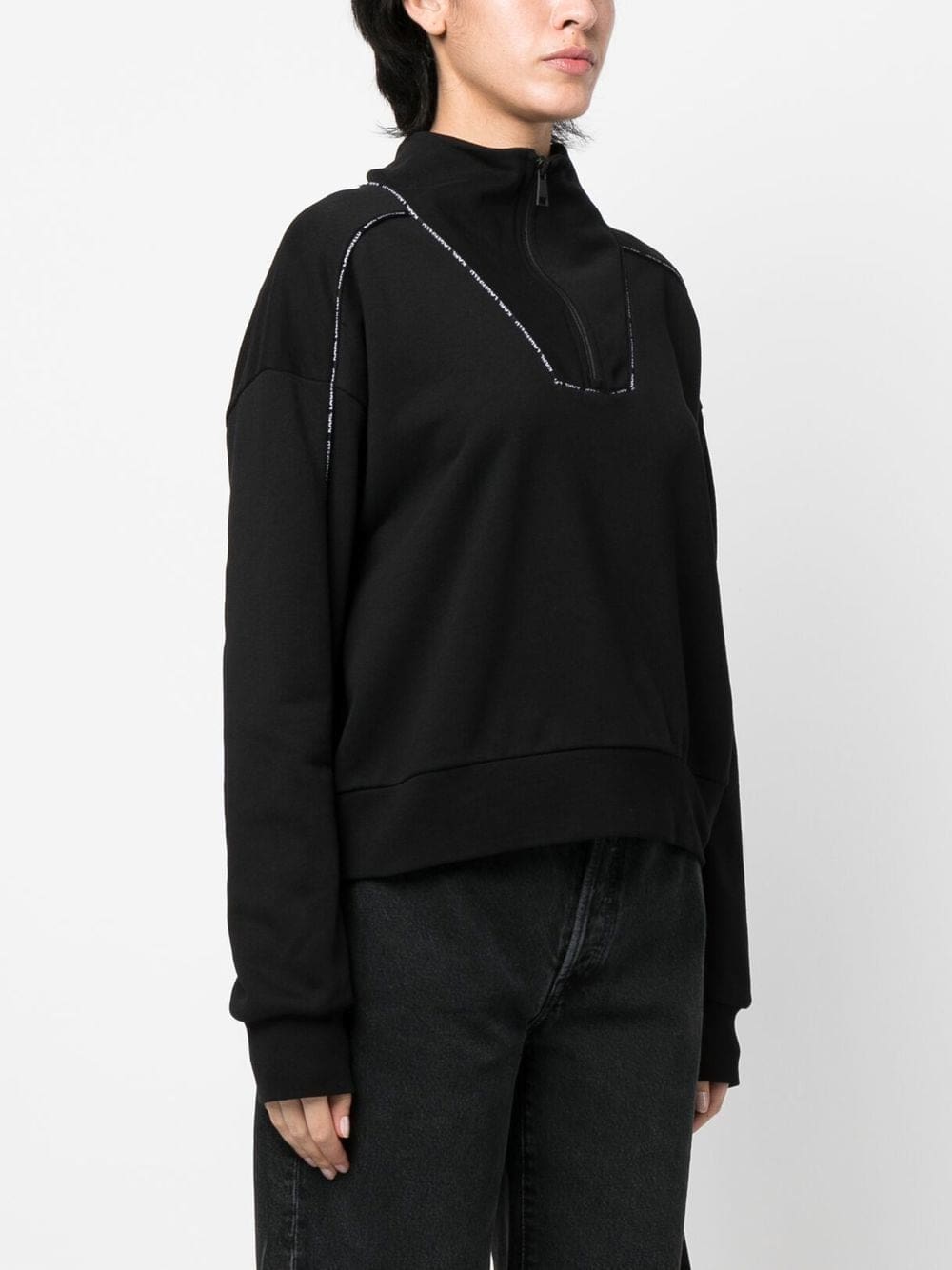 Karl Lagerfeld piped-trim organic-cotton sweatshirt - Image 3