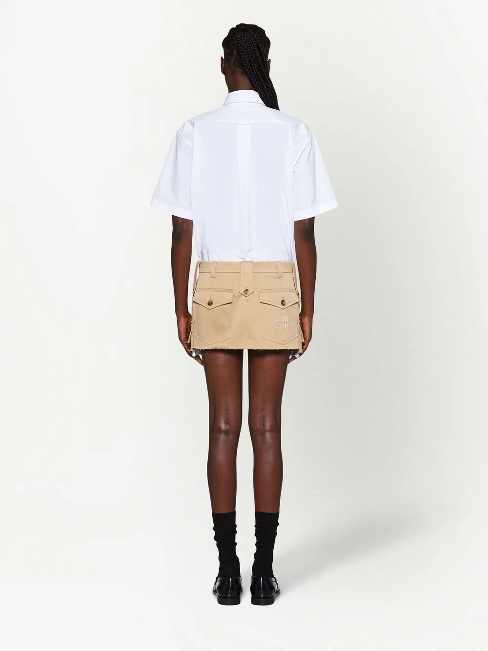 Miu Miu chino raw-cut hem mini skirt - Image 4