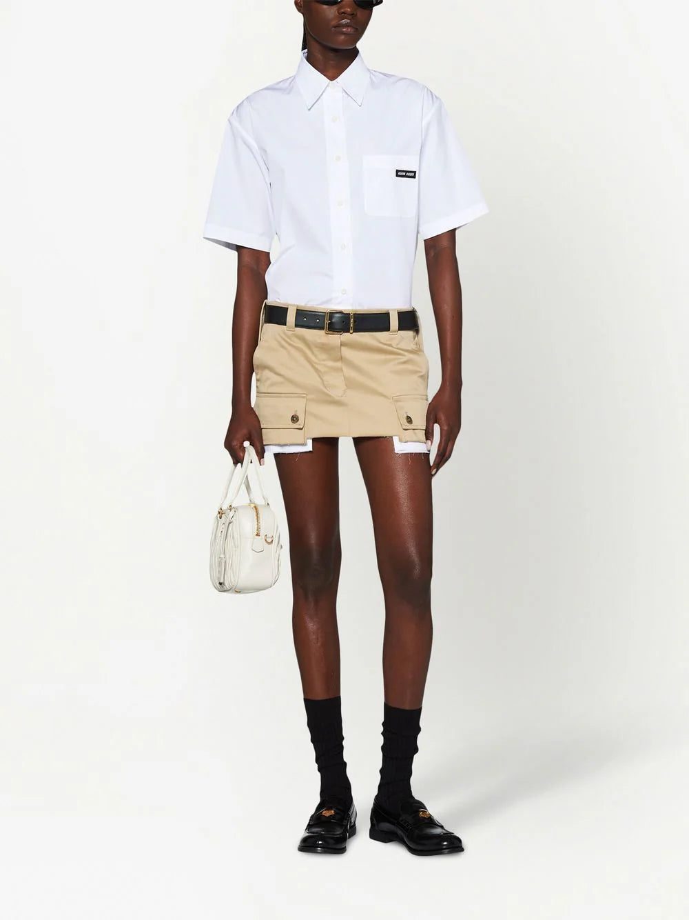 Miu Miu chino raw-cut hem mini skirt - Image 2