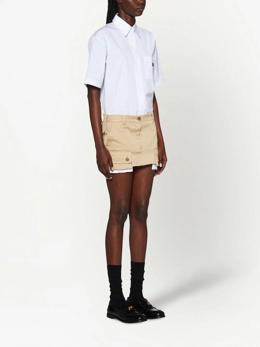 Miu Miu chino raw-cut hem mini skirt - Image 3