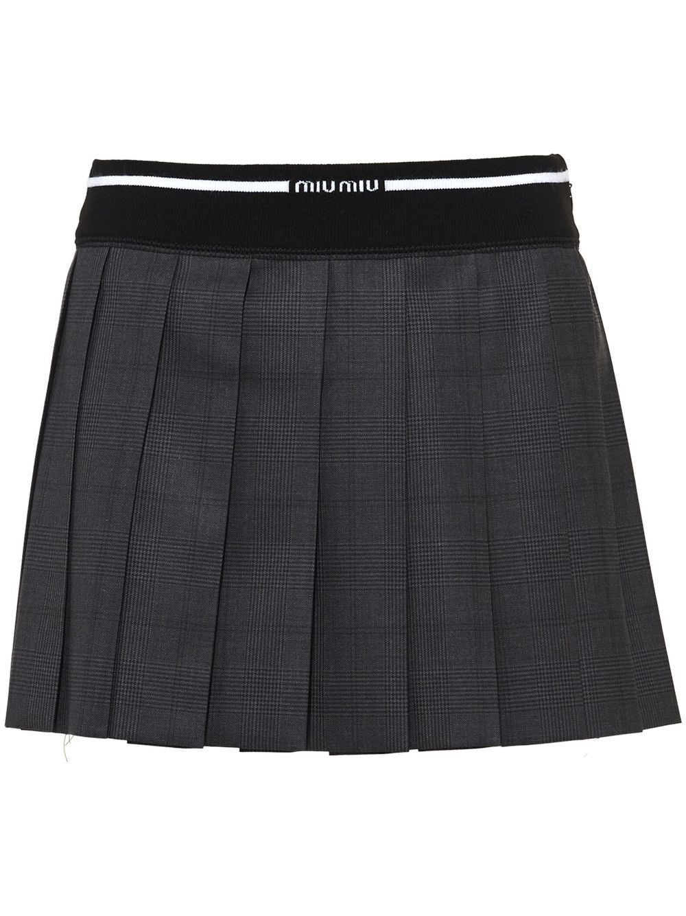 Miu Miu Glen plaid-check pleated mini skirt