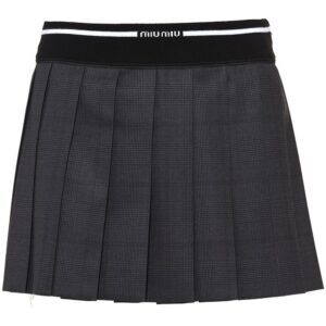 Miu Miu  Glen plaid-check pleated mini skirt
