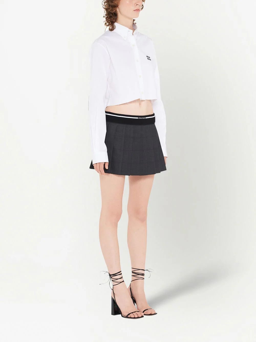 Miu Miu Glen plaid-check pleated mini skirt - Image 3