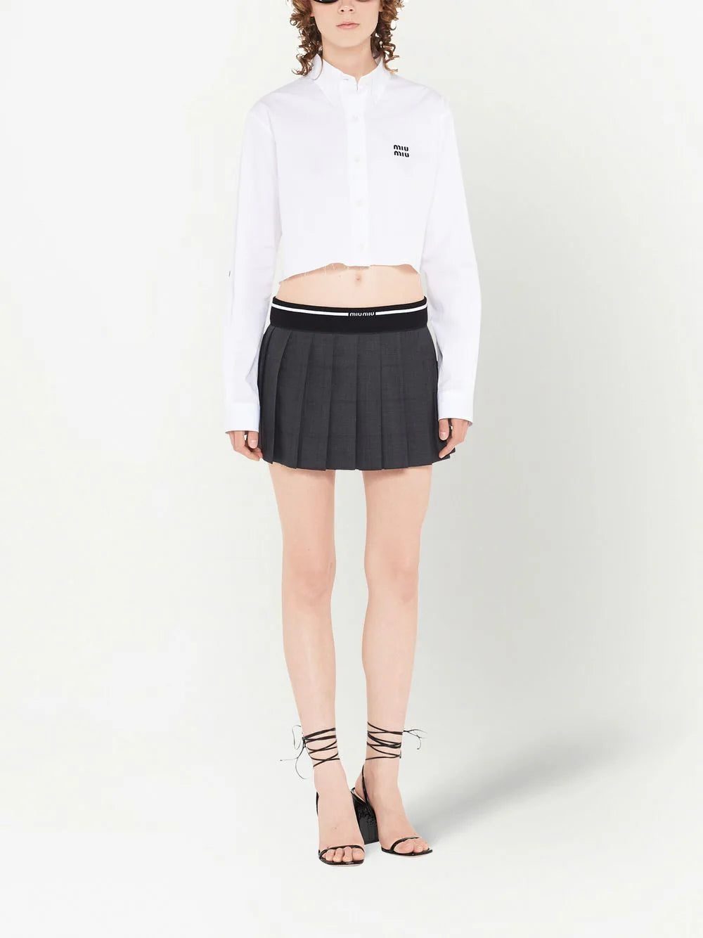 Miu Miu Glen plaid-check pleated mini skirt - Image 2