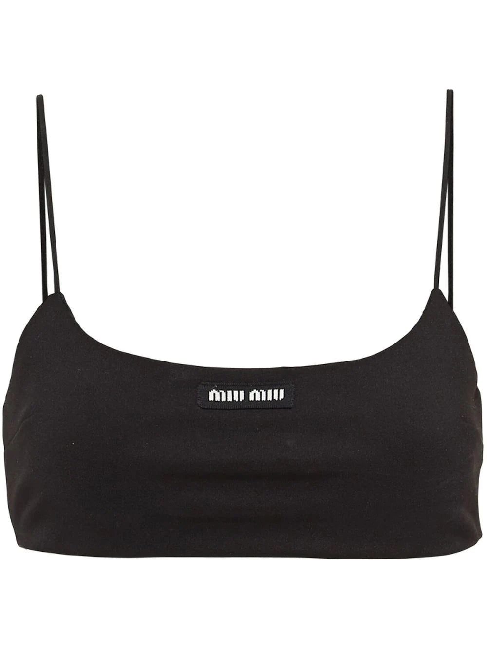 Miu Miu logo-patch crop top