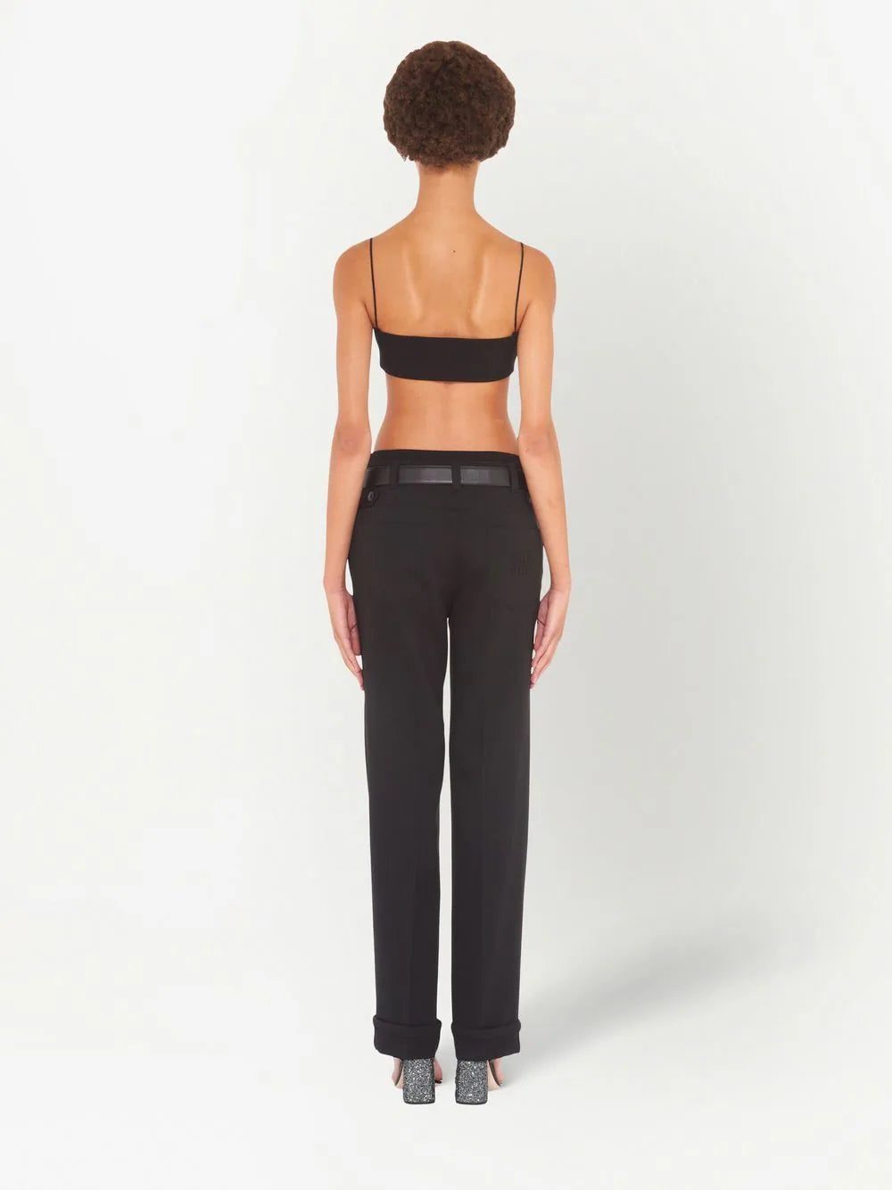 Miu Miu logo-patch crop top - Image 4
