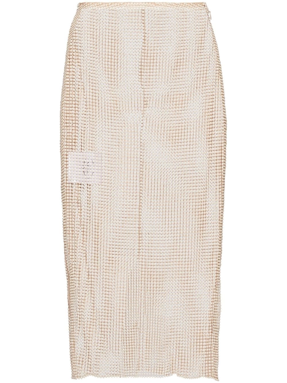 Prada beaded mesh pencil skirt