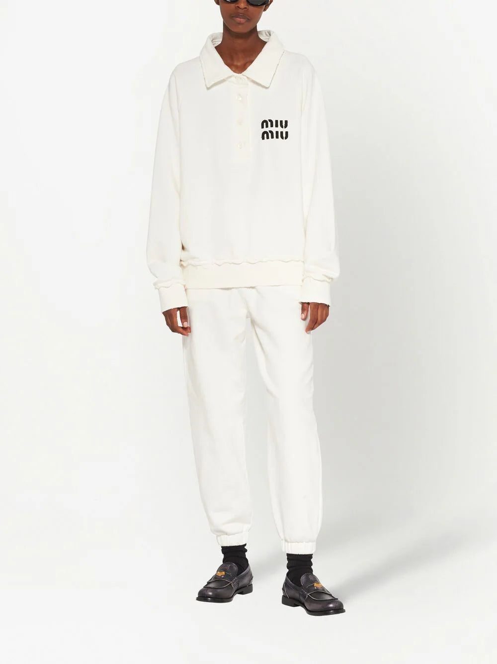 Miu Miu logo-patch polo sweatshirt - Image 4
