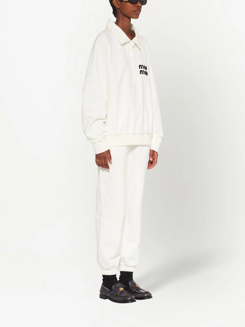 Miu Miu logo-patch polo sweatshirt - Image 3