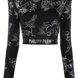 Philipp Plein  crystal-embellished long-sleeved top