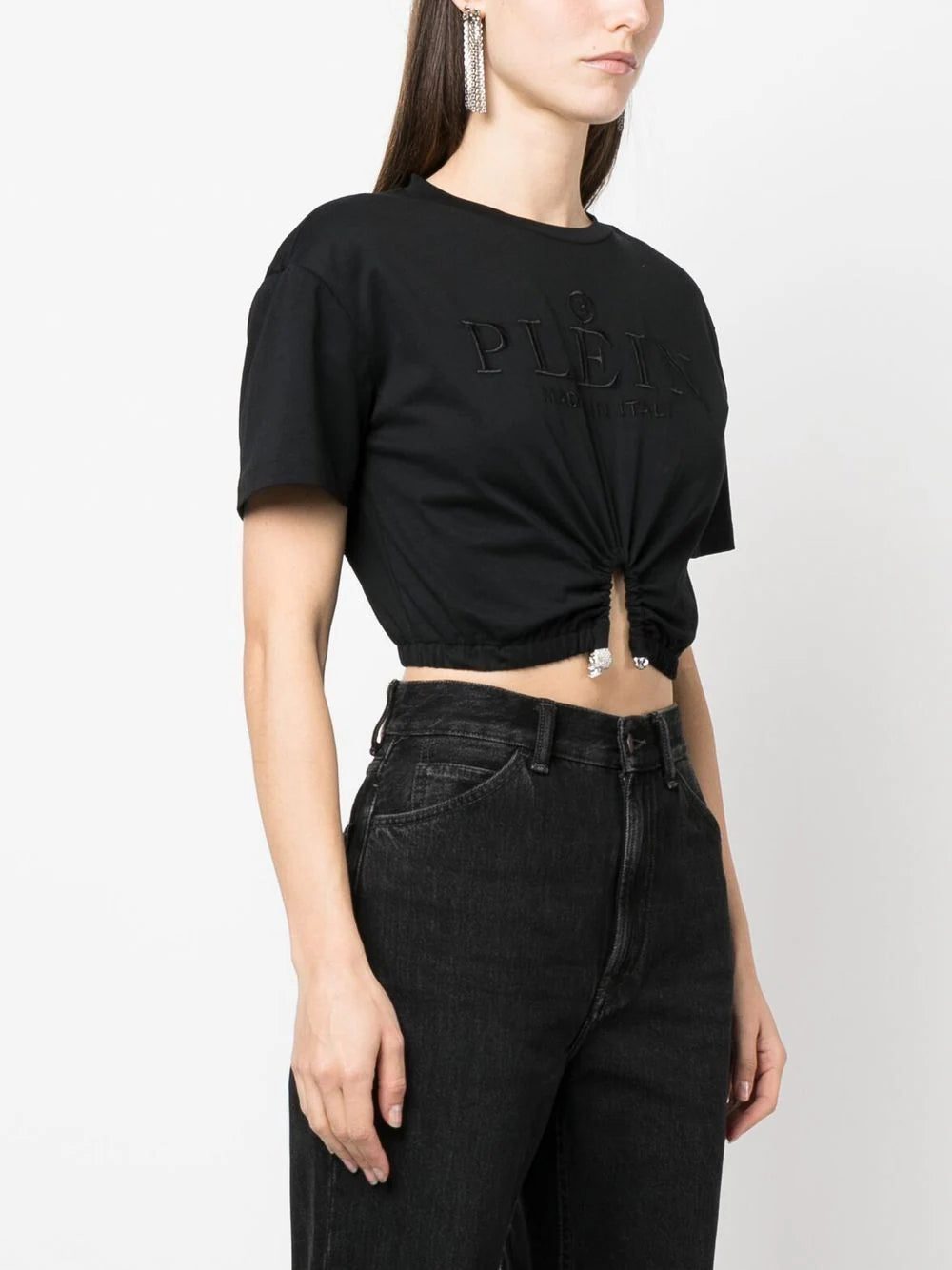 Philipp Plein embroidered-logo cropped T-shirt - Image 3