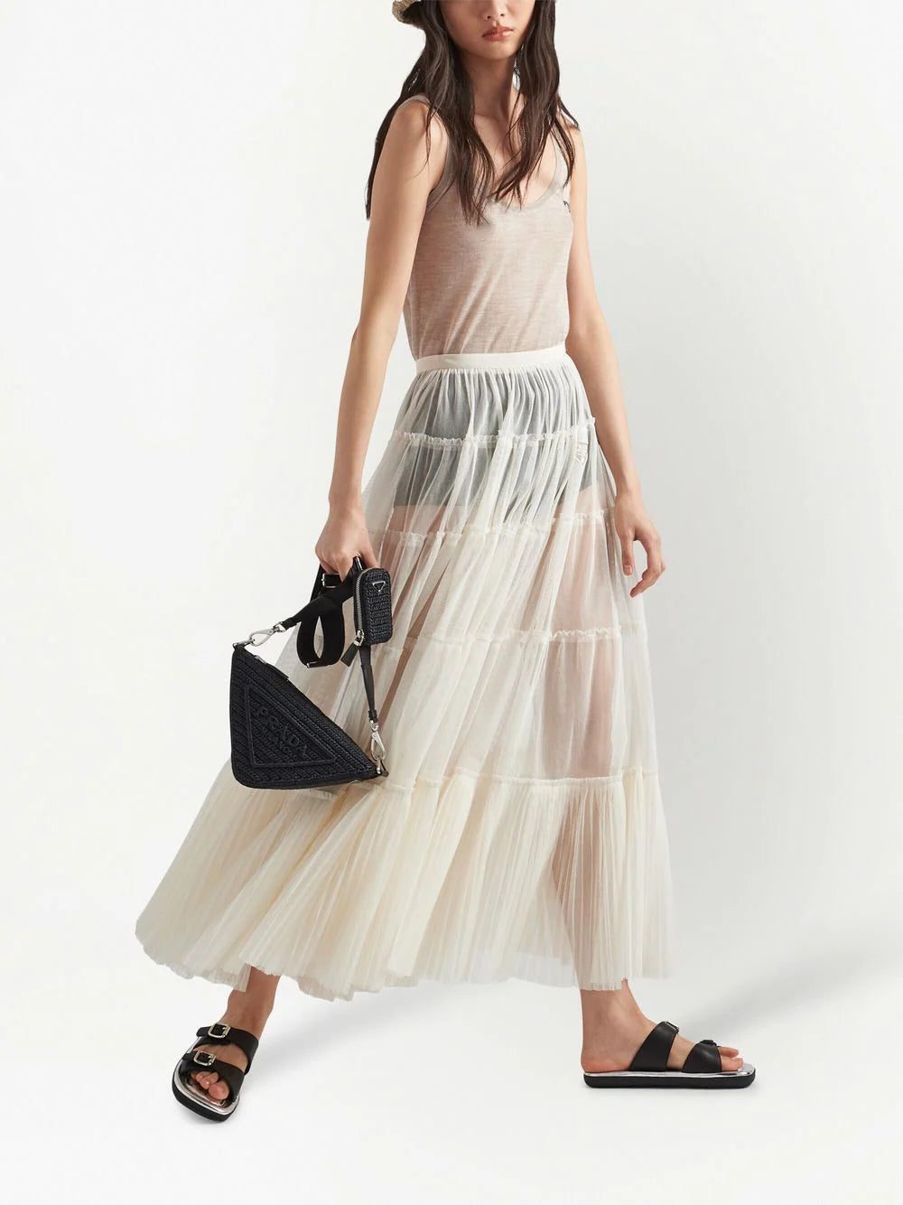 Prada pleated tulle maxi skirt - Image 2