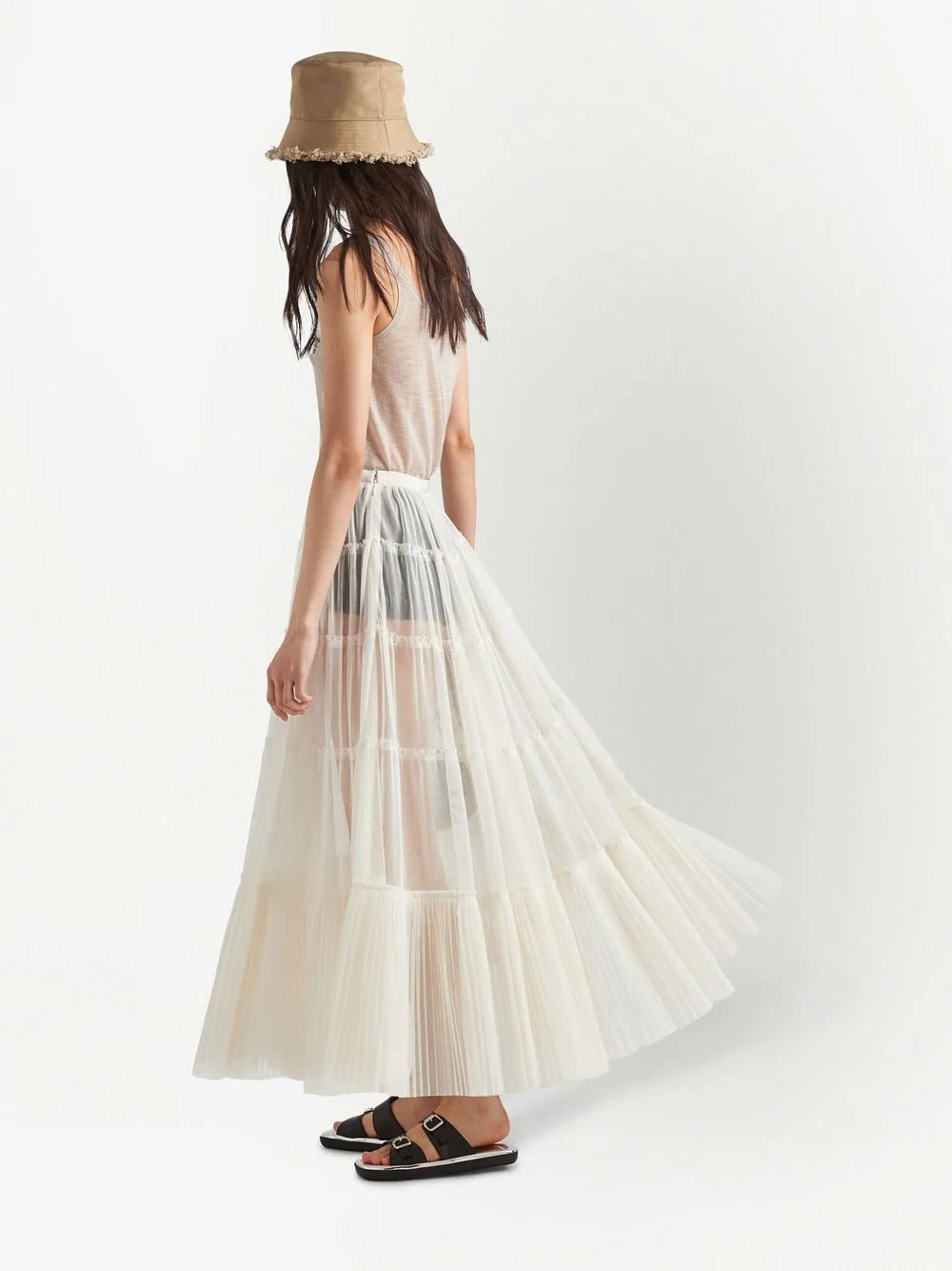 Prada pleated tulle maxi skirt - Image 4