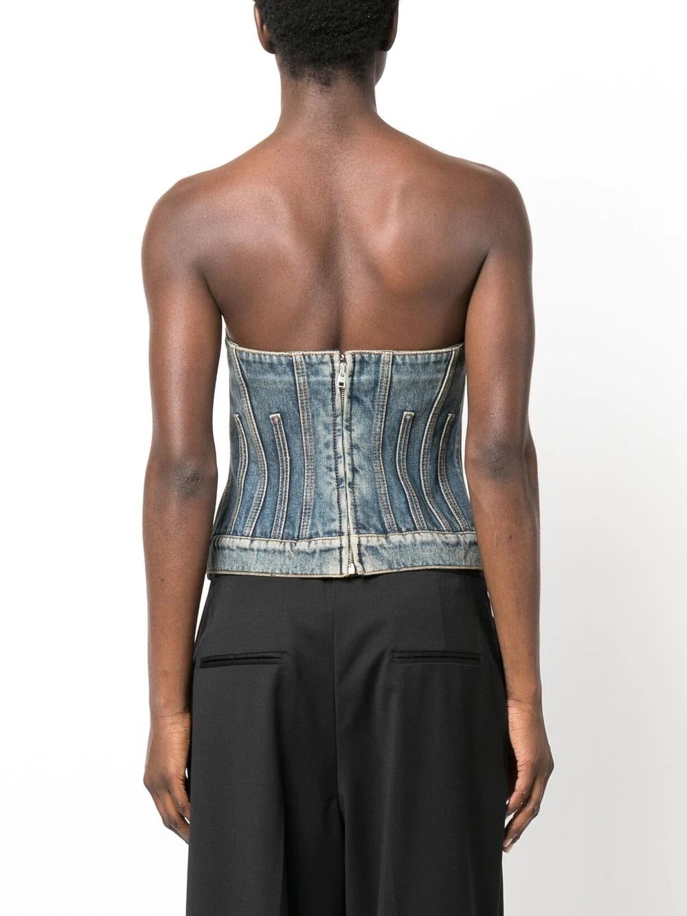 Alexander McQueen strapless denim top - Image 4