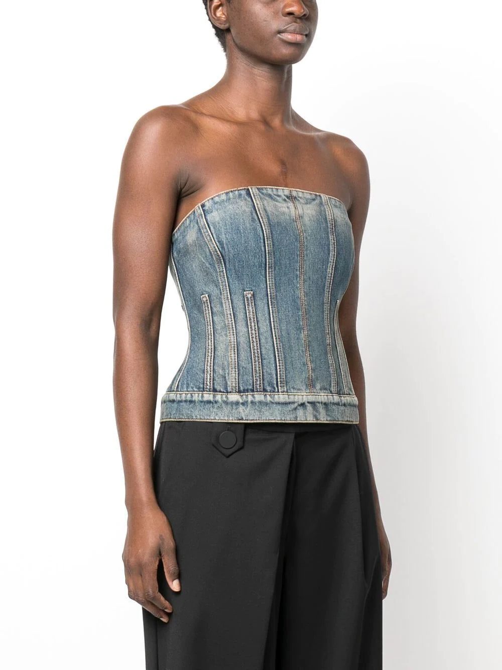Alexander McQueen strapless denim top - Image 3