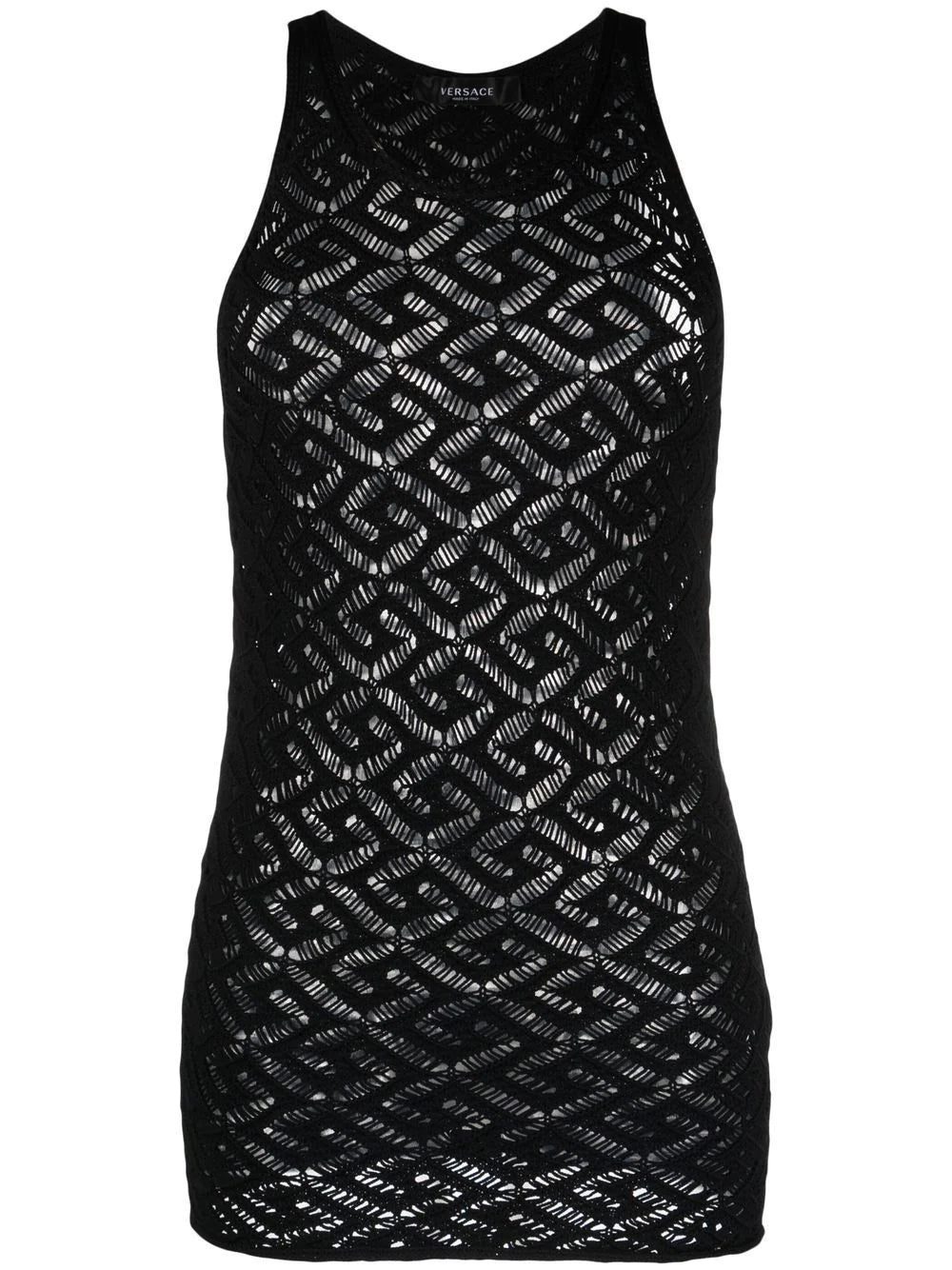 Versace perforated monogram-pattern tank top