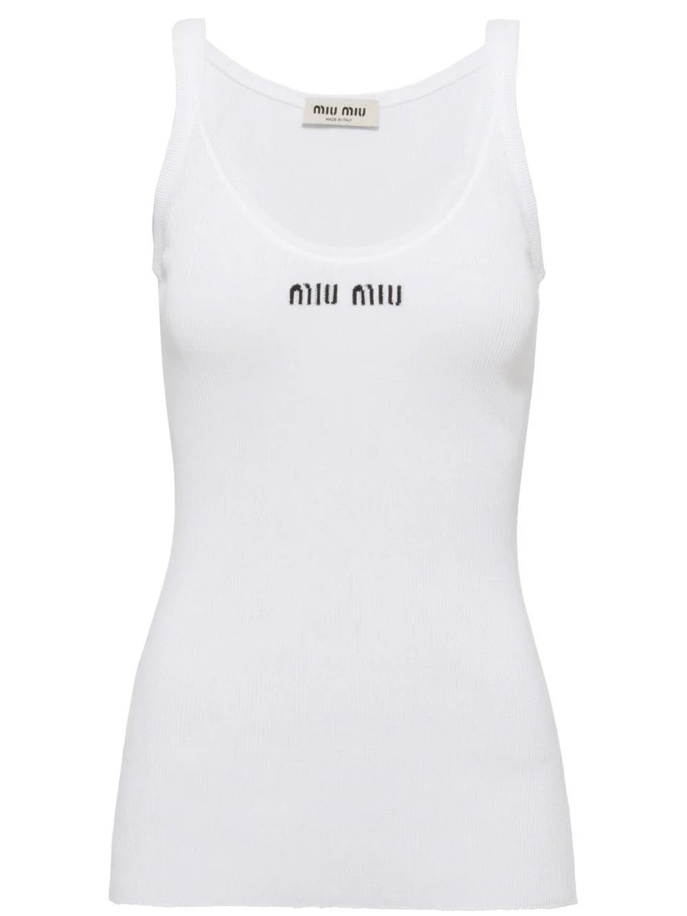 Miu Miu ribbed knit cotton tank top