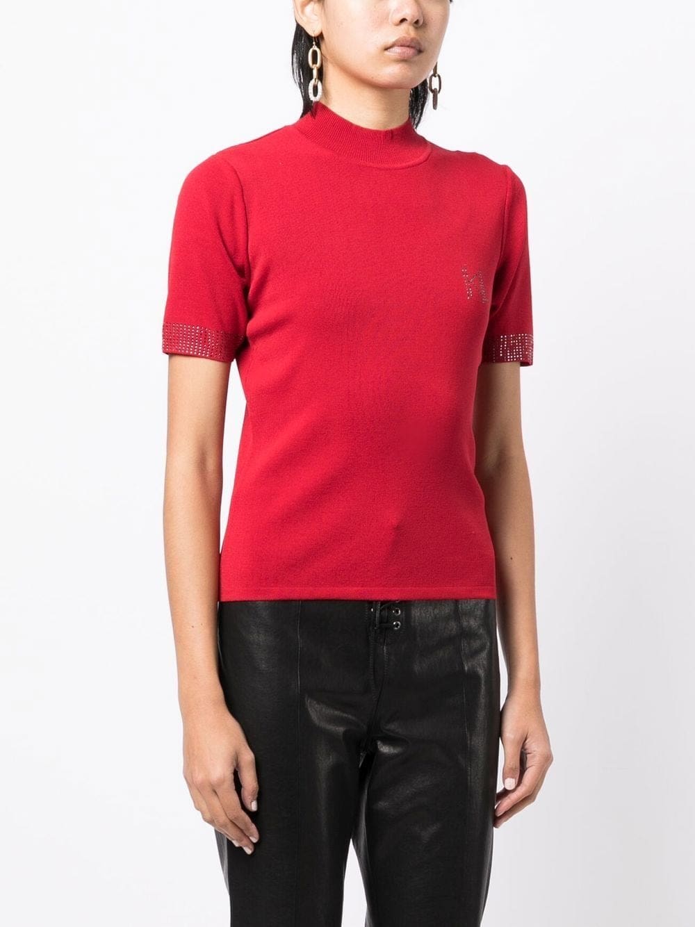 Karl Lagerfeld rhinestone short-sleeve knitted top - Image 3