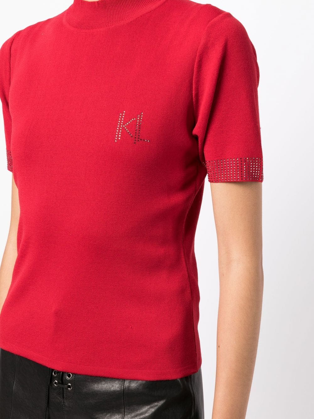 Karl Lagerfeld rhinestone short-sleeve knitted top - Image 5