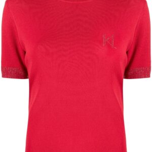 Karl Lagerfeld rhinestone short-sleeve knitted top