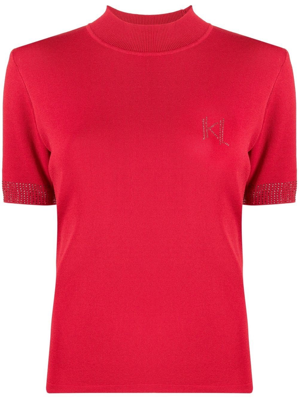 Karl Lagerfeld rhinestone short-sleeve knitted top