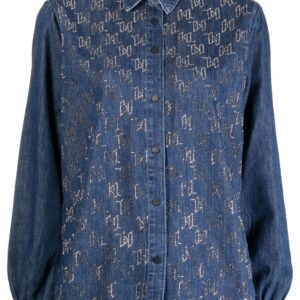 Karl Lagerfeld monogram-embellished denim shirt