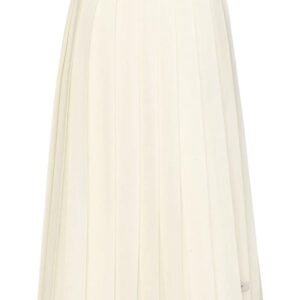Prada  pleated logo-patch midi skirt