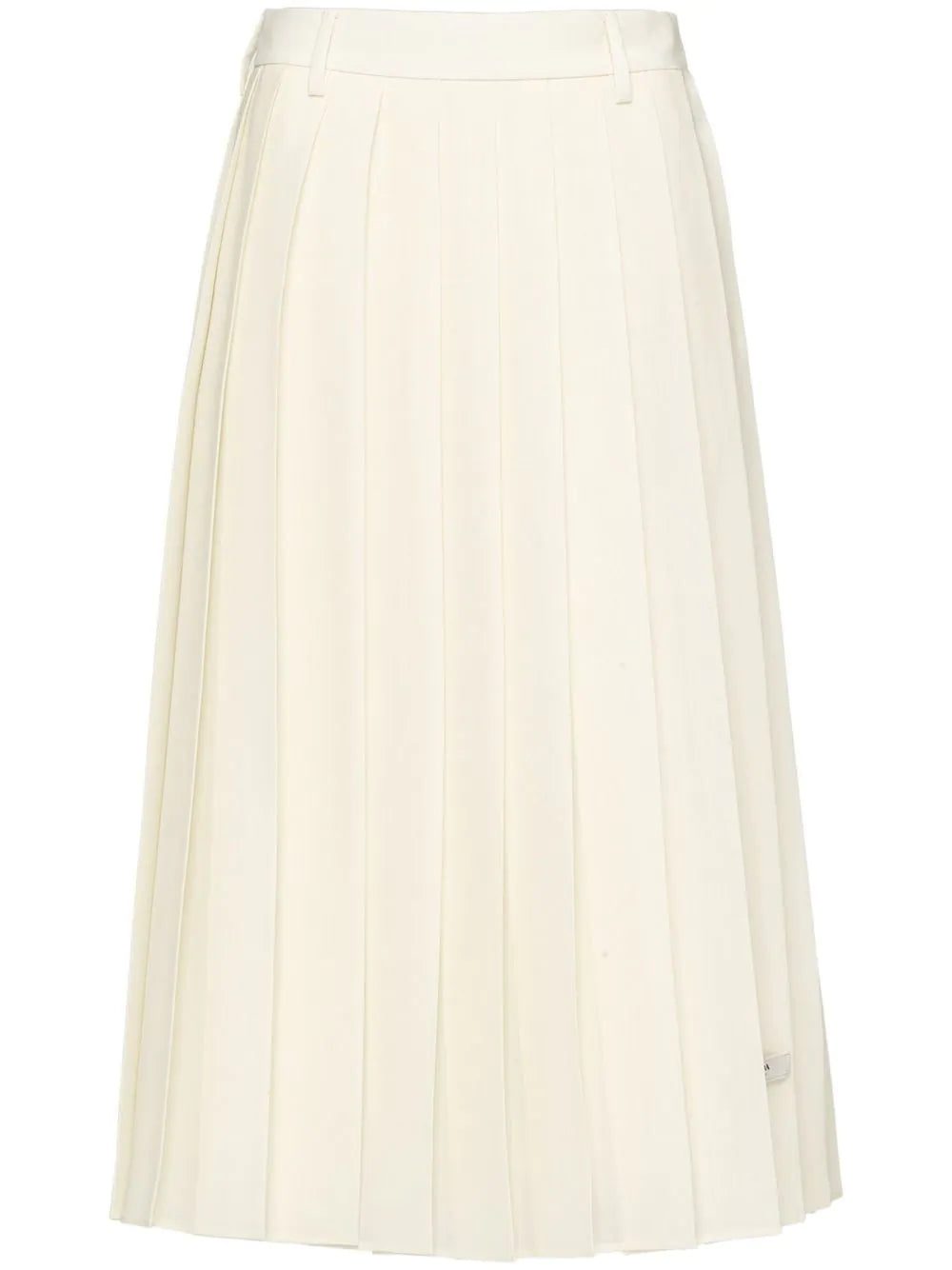 Prada pleated logo-patch midi skirt