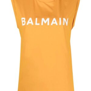 Balmain  logo-print cap-sleeve T-shirt