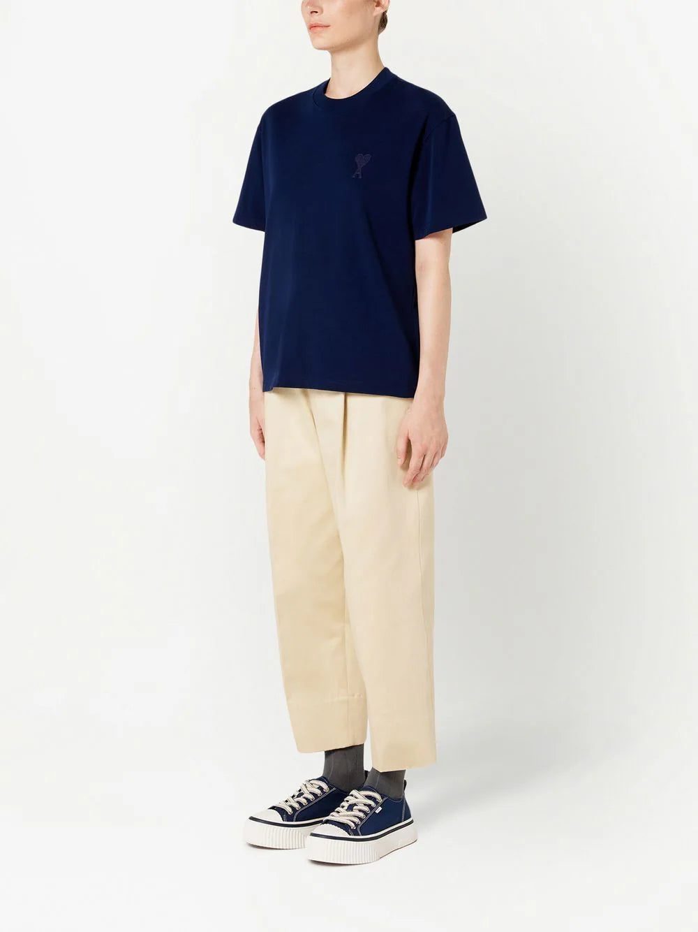 AMI Paris logo-stamp organic-cotton T-shirt - Image 2