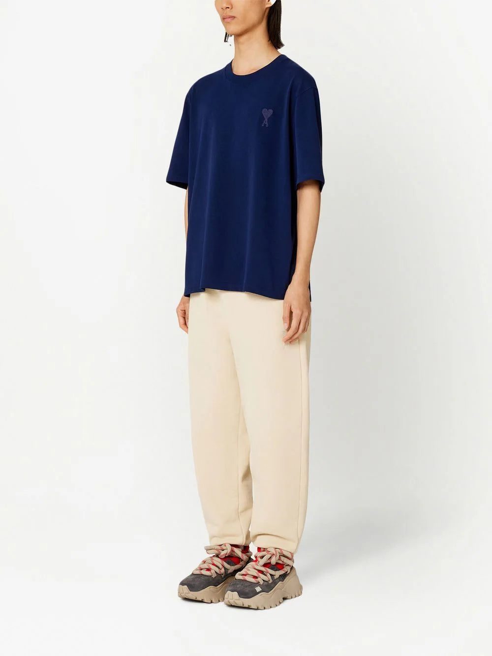 AMI Paris logo-stamp organic-cotton T-shirt - Image 3