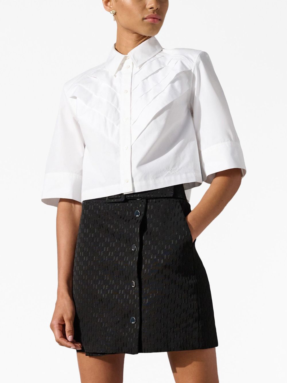 Karl Lagerfeld pleat detail cropped shirt - Image 5