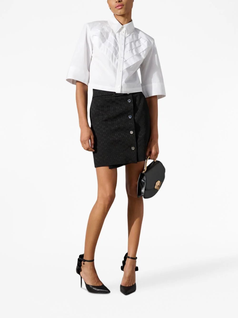 Karl Lagerfeld pleat detail cropped shirt - Image 2