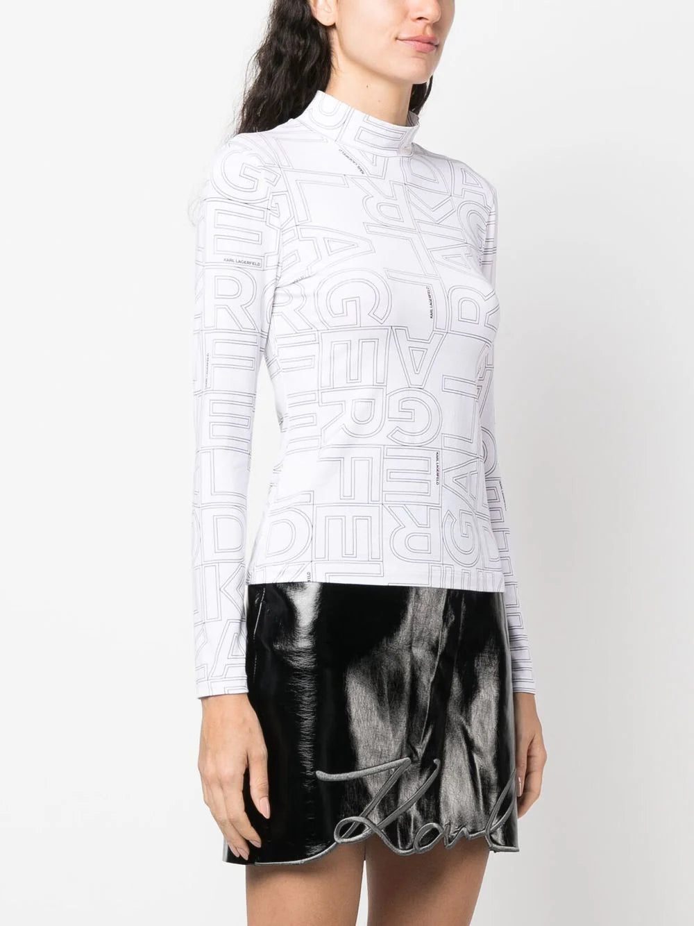 Karl Lagerfeld logo-print high-neck T-shirt - Image 3
