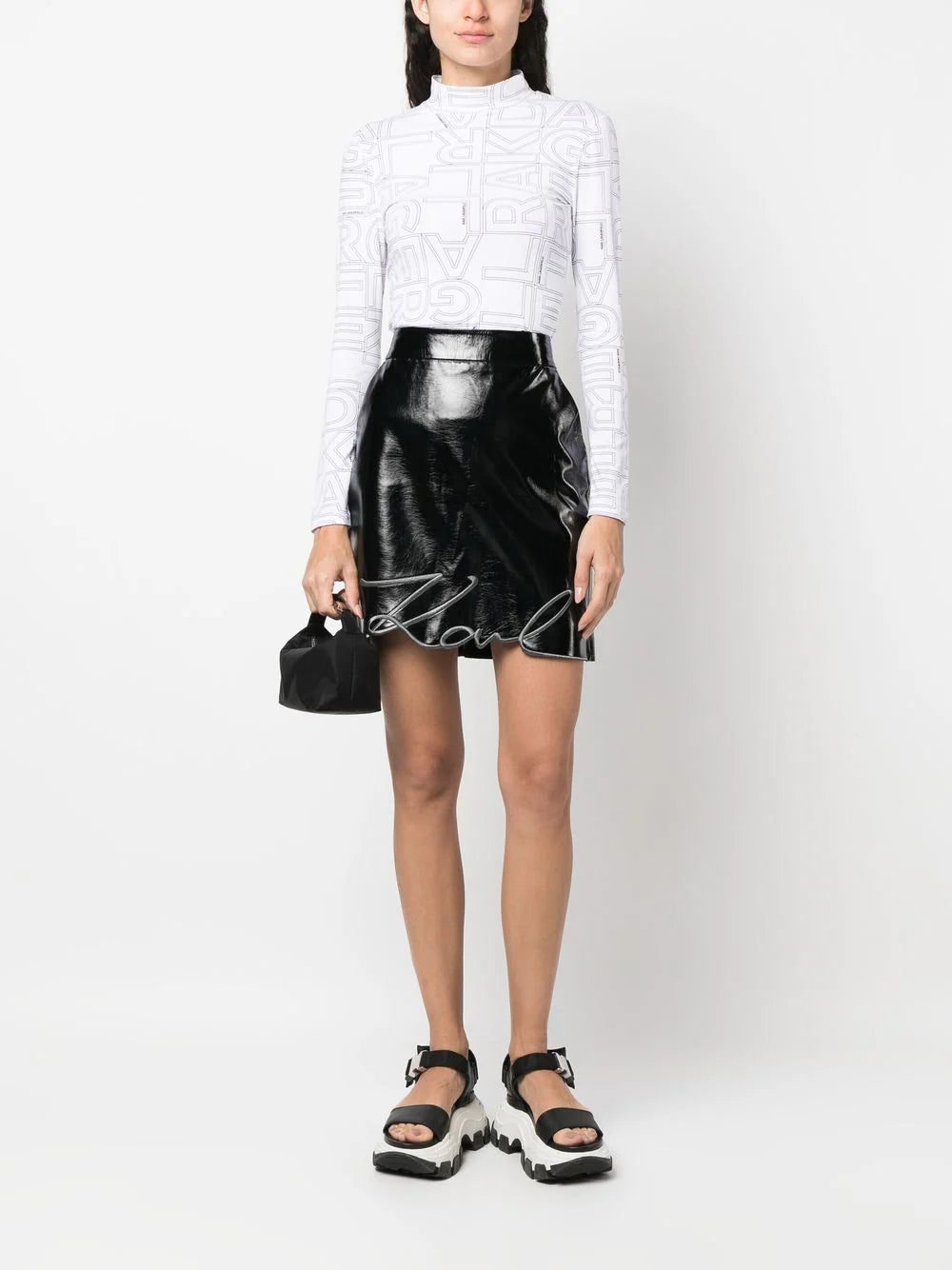 Karl Lagerfeld logo-print high-neck T-shirt - Image 2