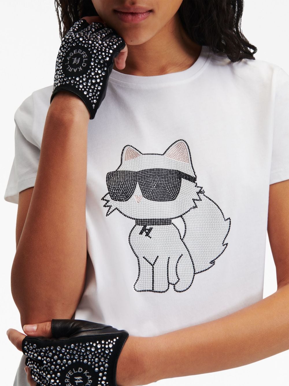 Karl Lagerfeld Ikonik 2.0 Choupette rhinestone-embellished T-shirt - Image 5