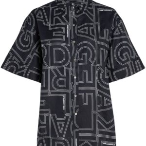 Karl Lagerfeld logo-print linen blouse
