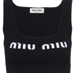 Miu Miu cropped logo-knit tank top