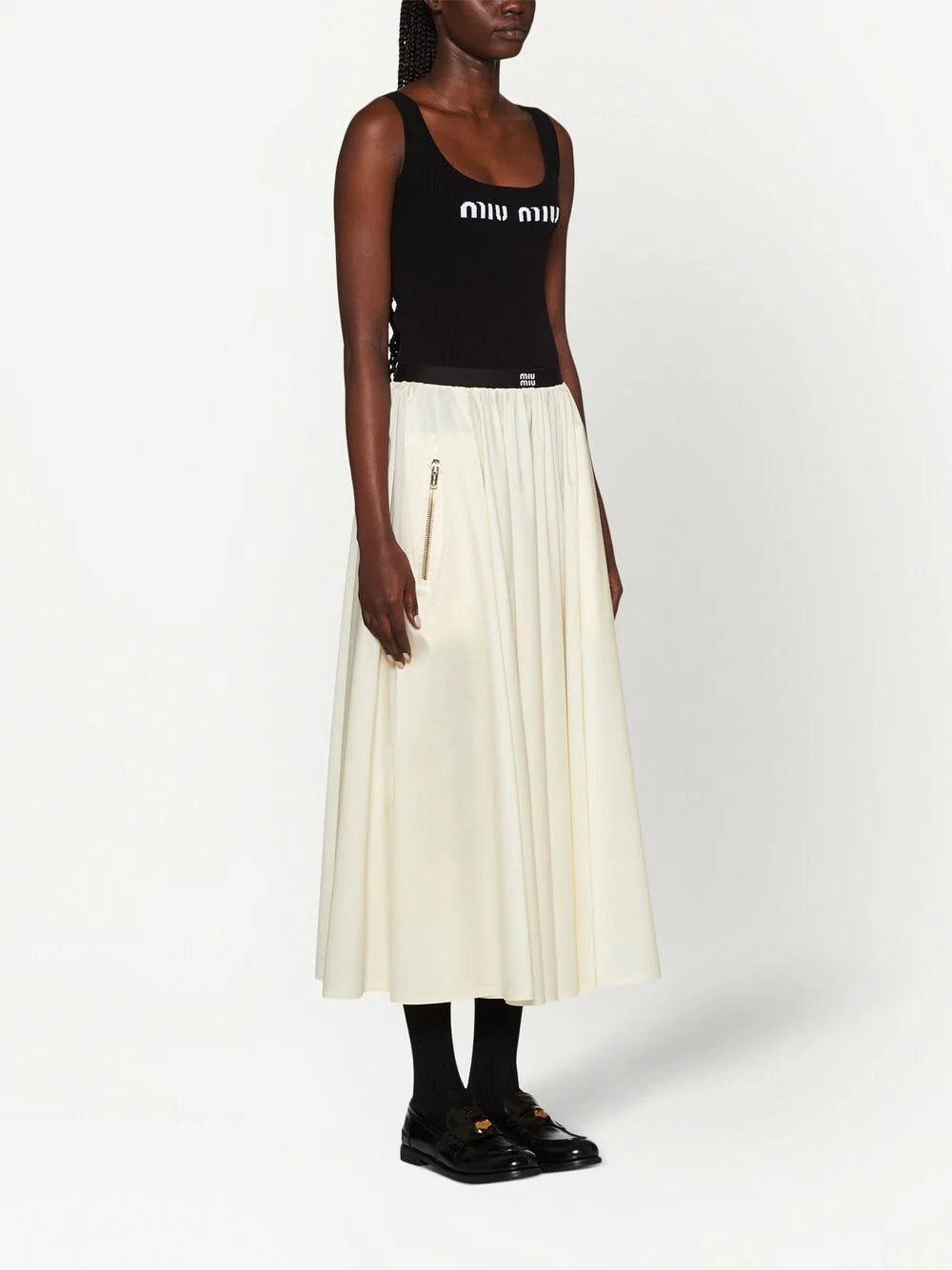 Miu Miu logo-knit ribbed tank top - Image 3