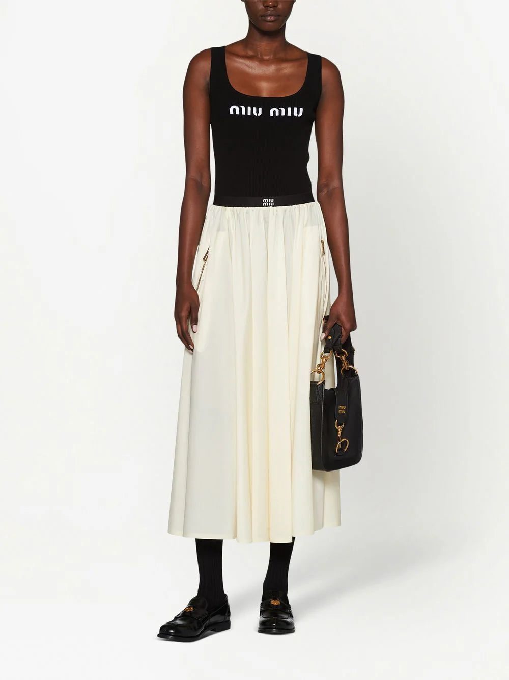 Miu Miu logo-knit ribbed tank top - Image 2
