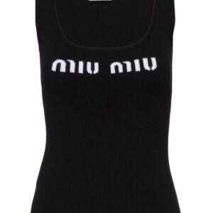 Miu Miu  logo-knit ribbed tank top